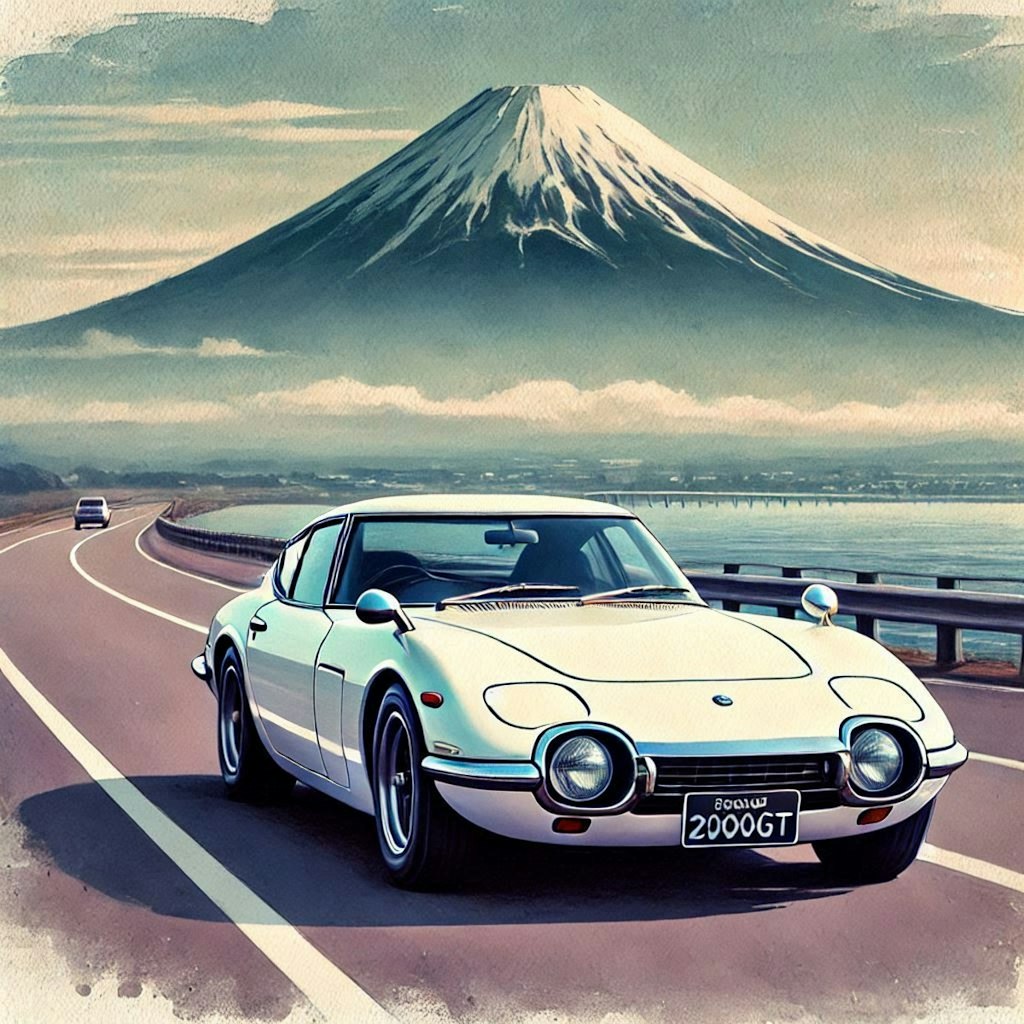 【実験的画像生成】トヨタ2000GT の走行シーン ( 久し振りの投稿です )