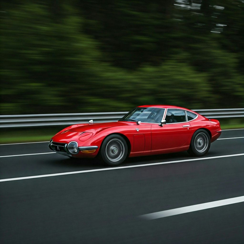 【実験的画像生成】トヨタ2000GT の走行シーン ( 久し振りの投稿です )