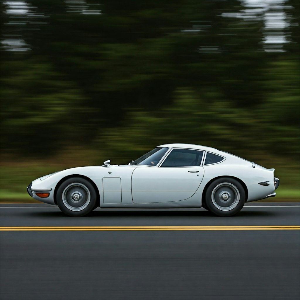 【実験的画像生成】トヨタ2000GT の走行シーン ( 久し振りの投稿です )