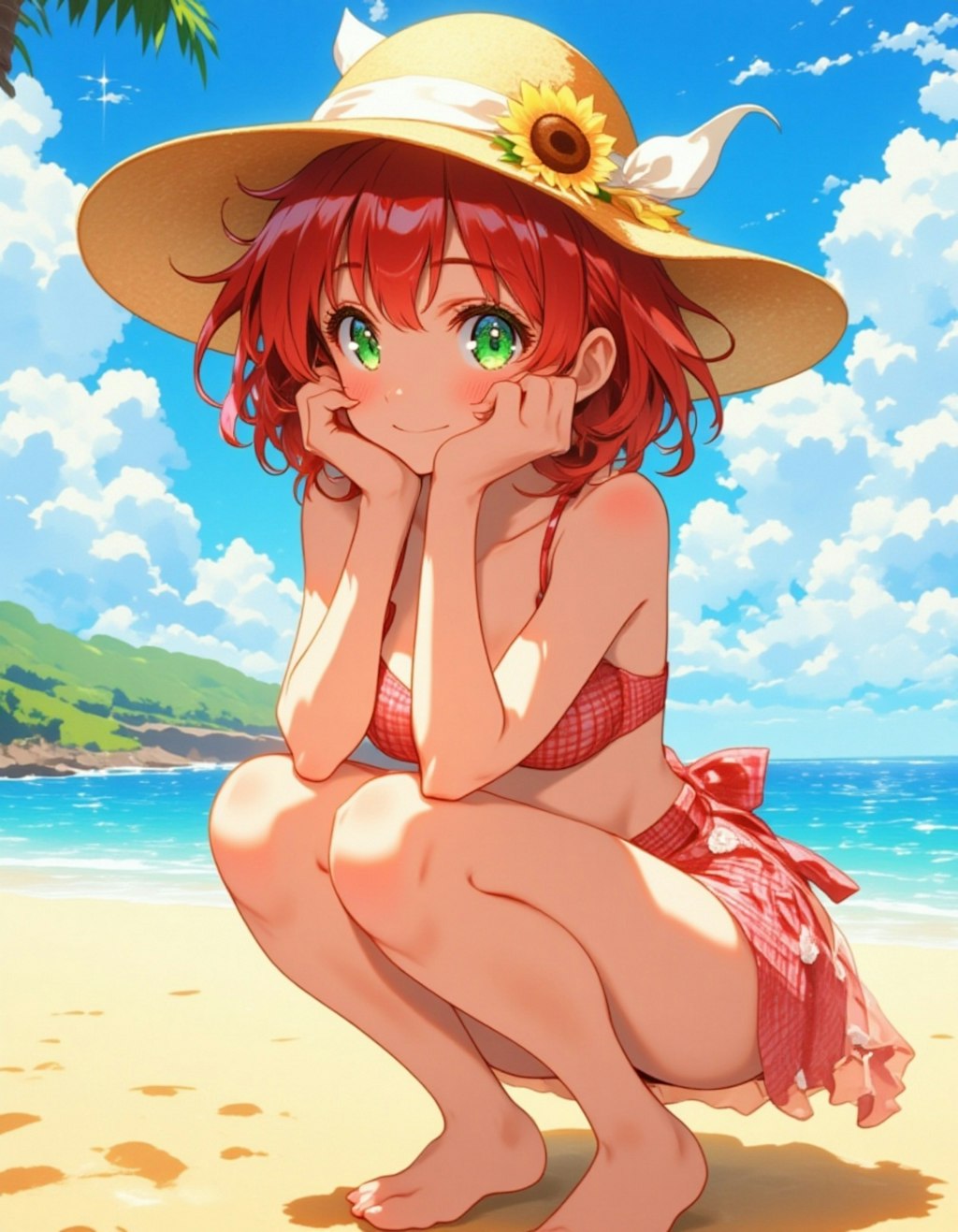 メスガキ魔法少女の挑発的なビーチポーズ