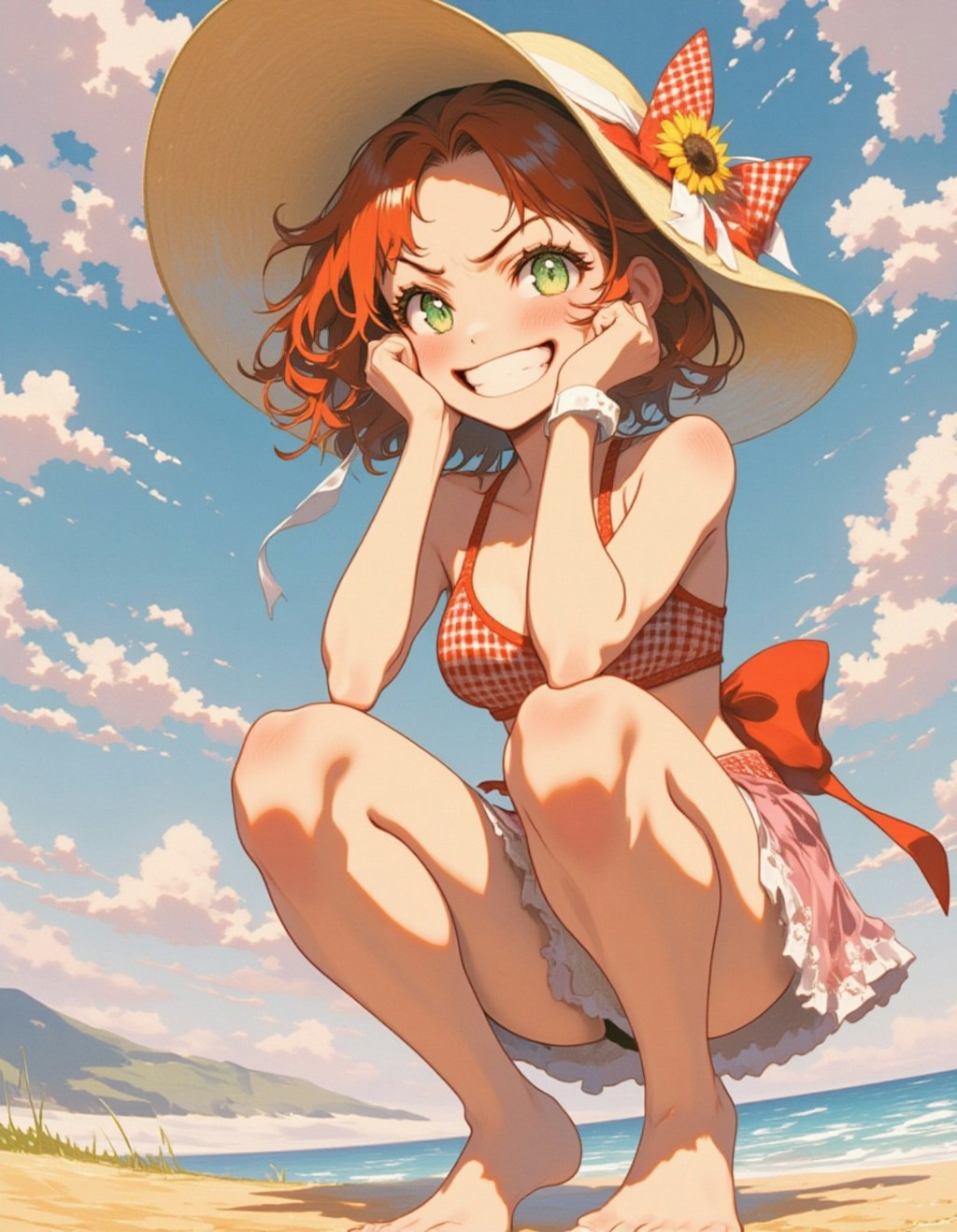 メスガキ魔法少女の挑発的なビーチポーズ
