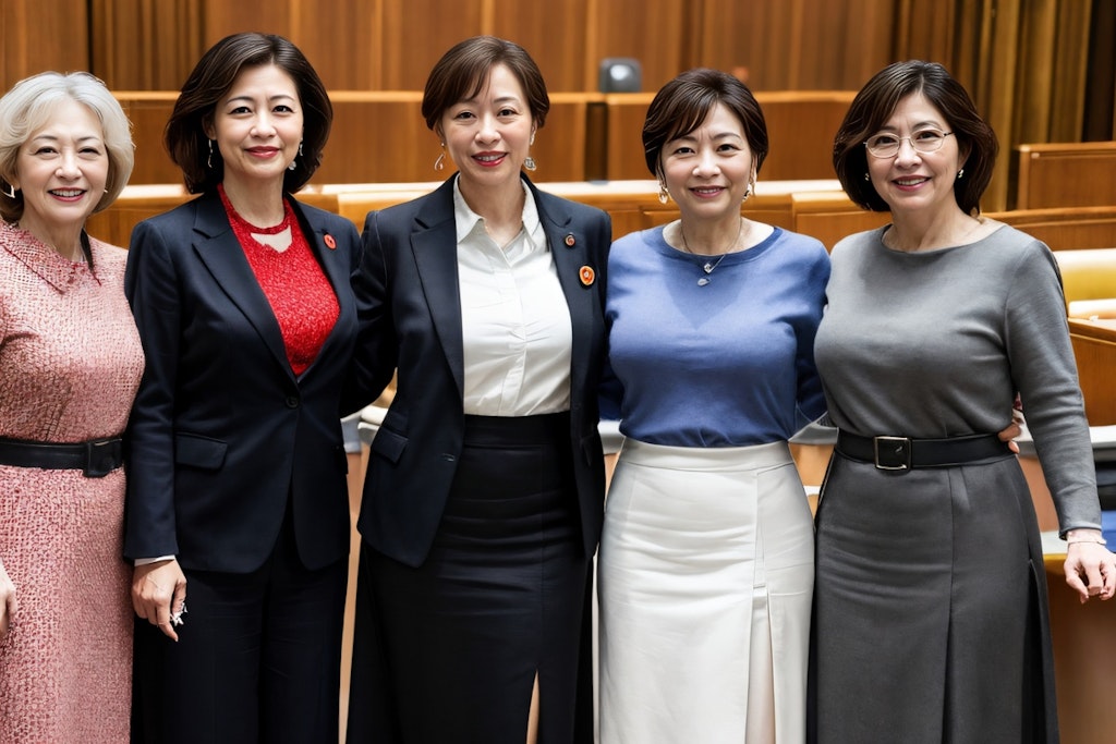 AI政治家熟女党　結成　集合写真