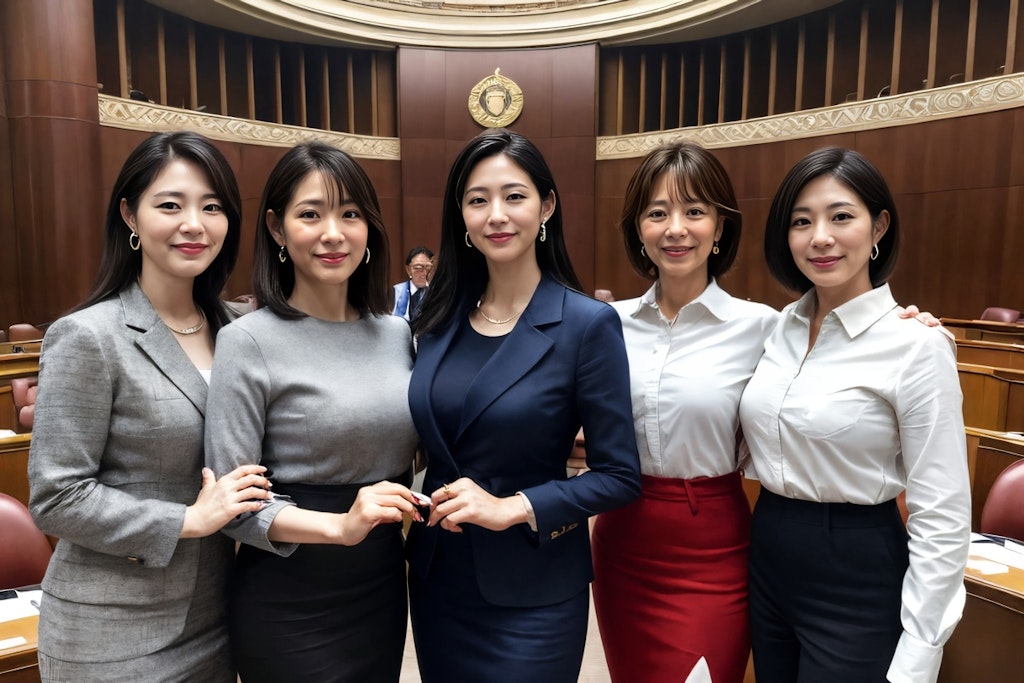 AI政治家熟女党　結成　集合写真