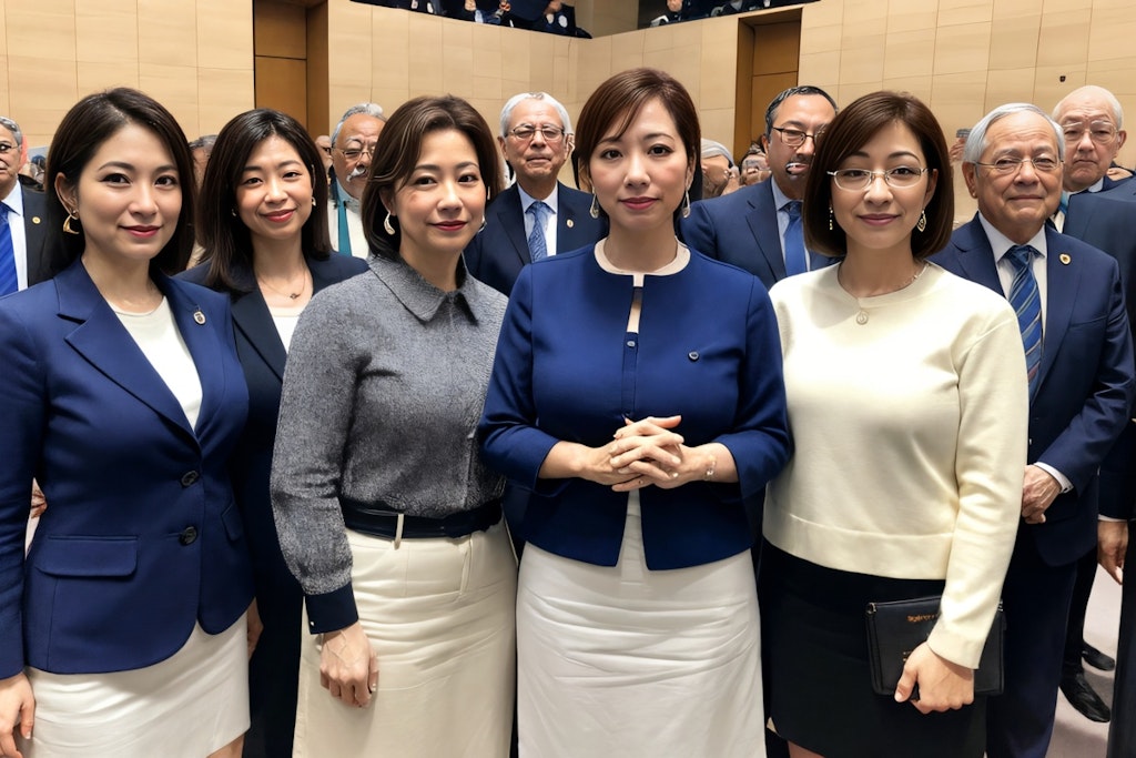 AI政治家熟女党　結成　集合写真