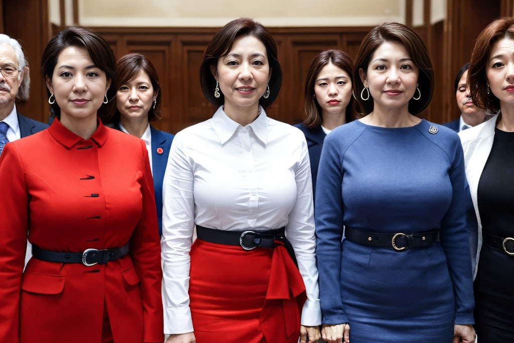 AI政治家熟女党　結成　集合写真