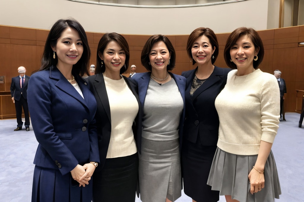 AI政治家熟女党　結成　集合写真