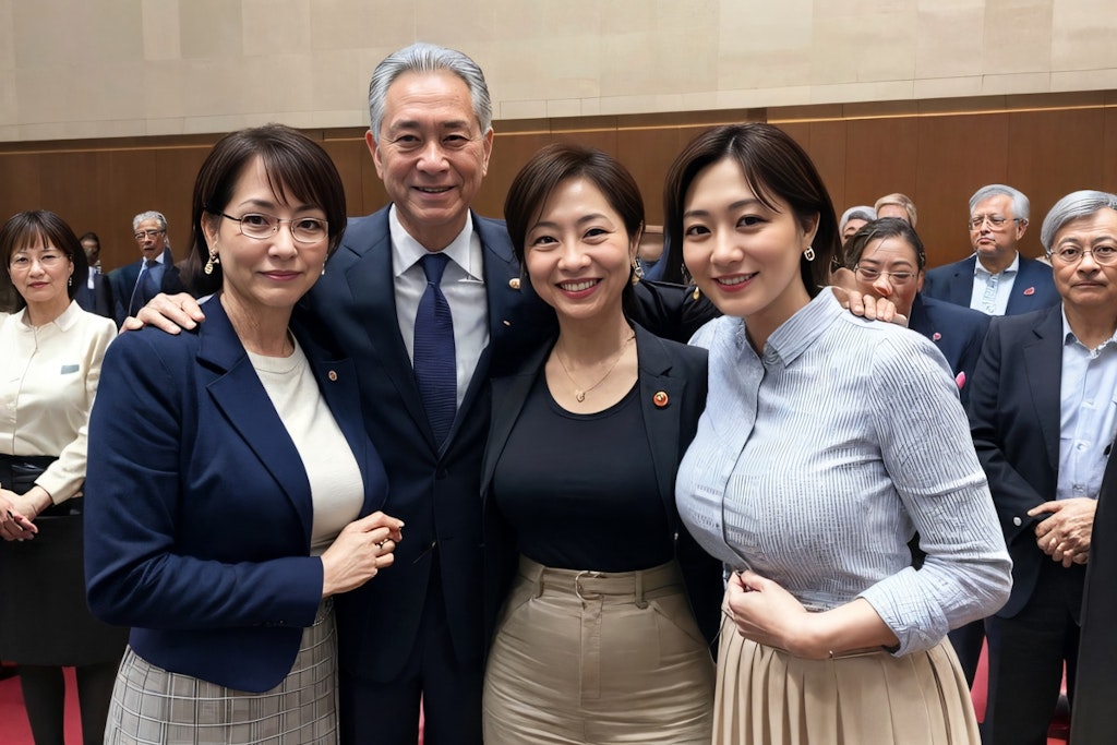 AI政治家熟女党　結成　集合写真