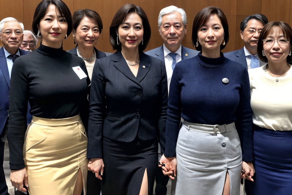 Ai政治家熟女党 結成 集合写真 Chichi Pui（ちちぷい）aiグラビア・aiフォト専用の投稿＆生成サイト