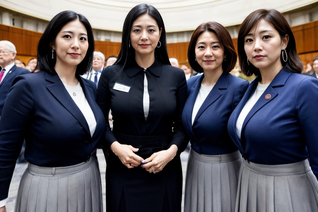 AI政治家熟女党　結成　集合写真