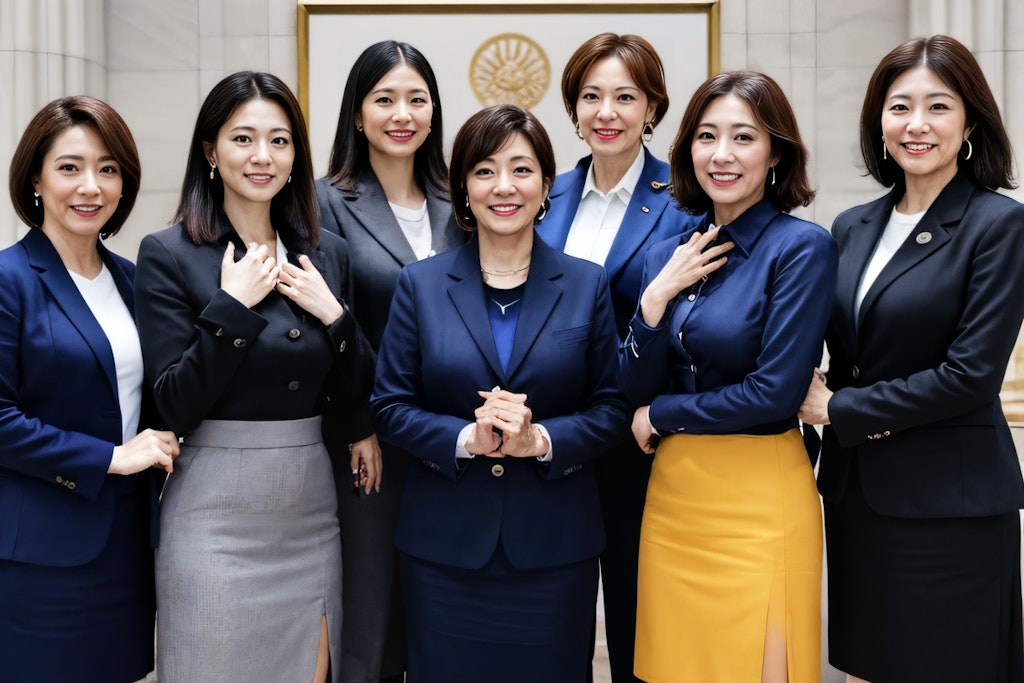 AI政治家熟女党　結成　集合写真