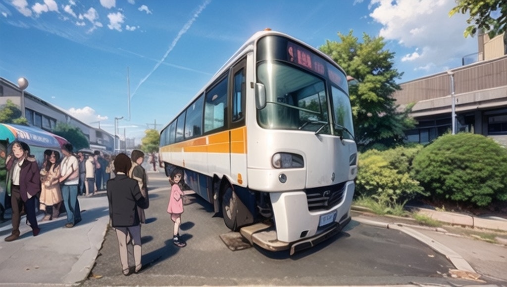 バス停に停まっているバス