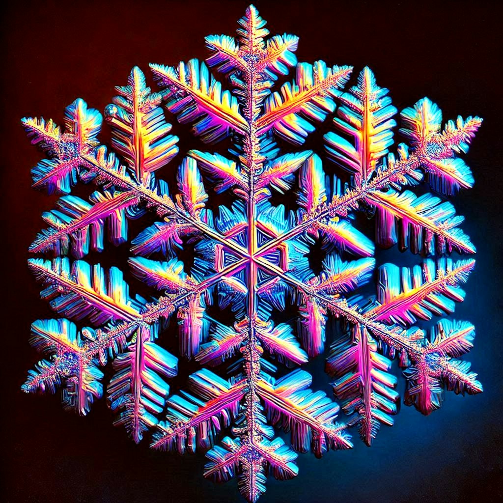 偏光顕微鏡による雪の結晶