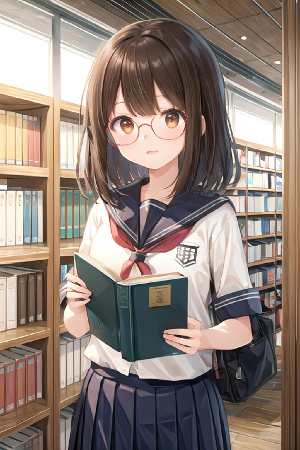 下校途中に立ち読みをする女の子