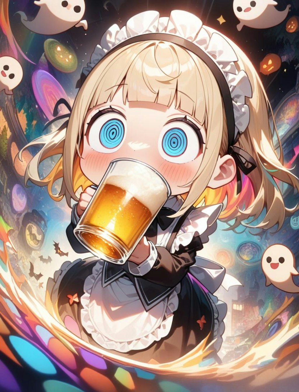 🍺👻おビールごくごく！メイドちゃん！👻🍺