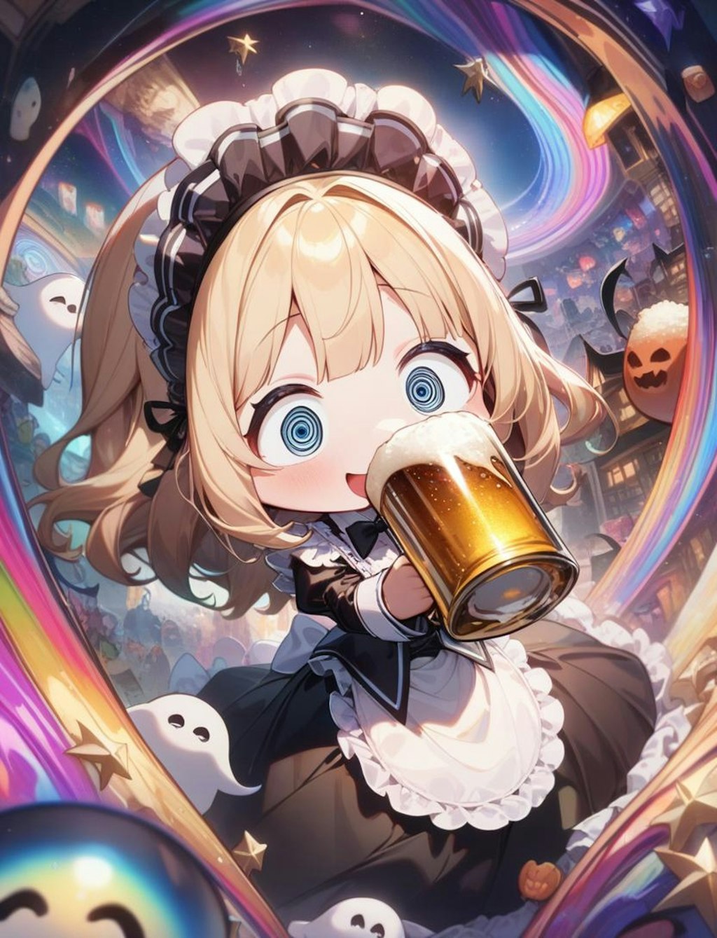 🍺👻おビールごくごく！メイドちゃん！👻🍺