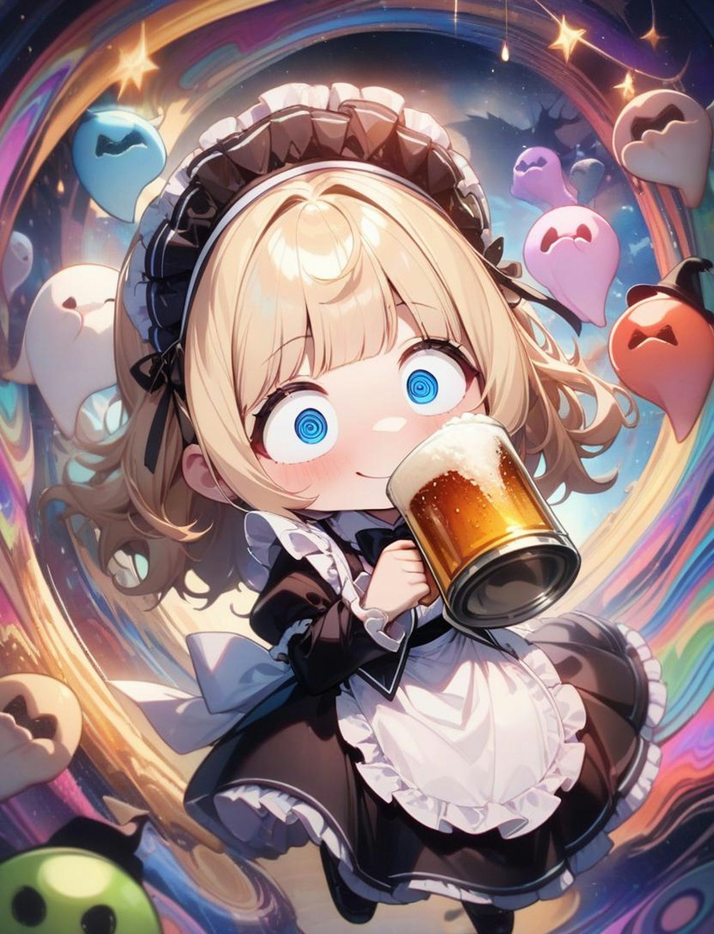 🍺👻おビールごくごく！メイドちゃん！👻🍺