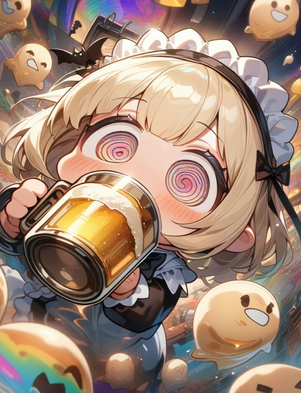 🍺👻おビールごくごく！メイドちゃん！👻🍺