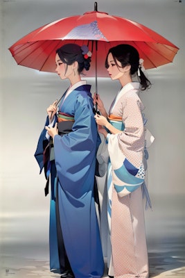 和傘を持つ