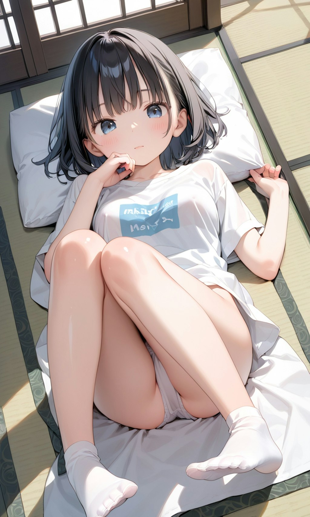 Tシャツの少女(和室)