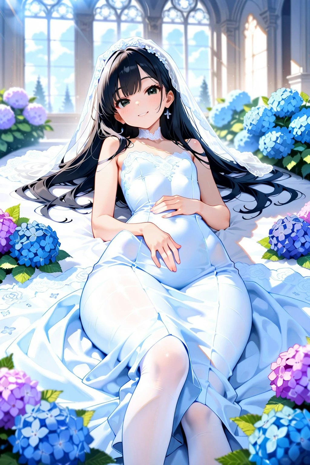 紫陽花と無垢と