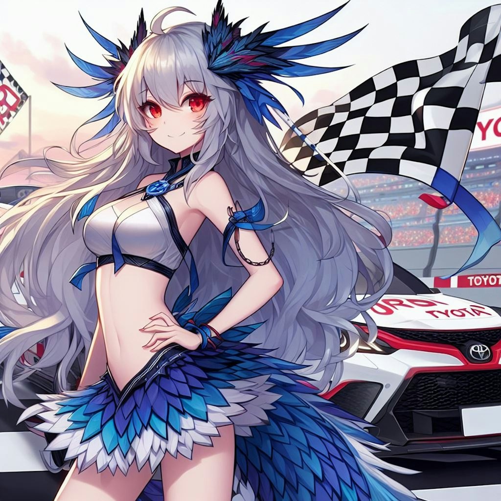 レースクイーンドラゴン娘とトヨタ車[Race Queen Dragon Girl and Toyota car.]