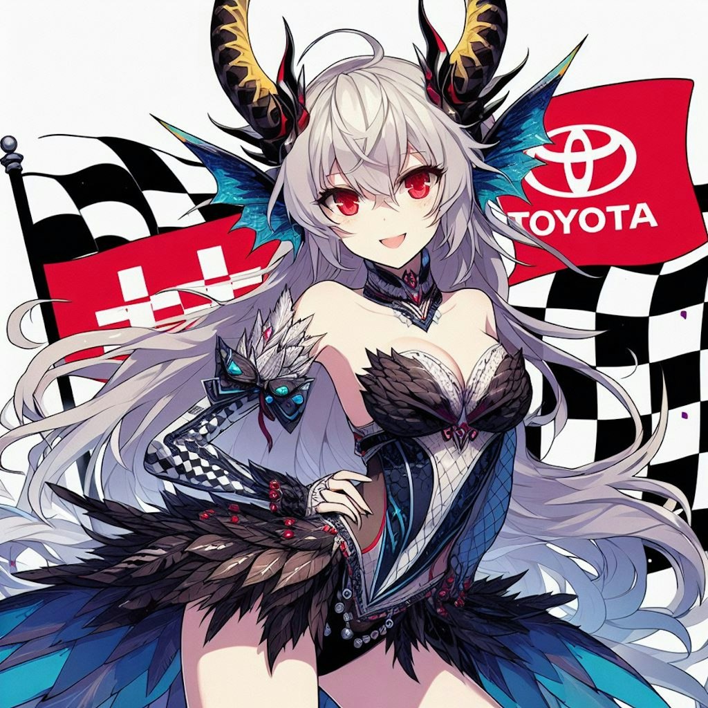 レースクイーンドラゴン娘とトヨタ車[Race Queen Dragon Girl and Toyota car.]