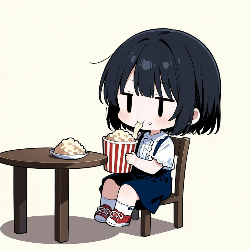 ポップコーンを食べる