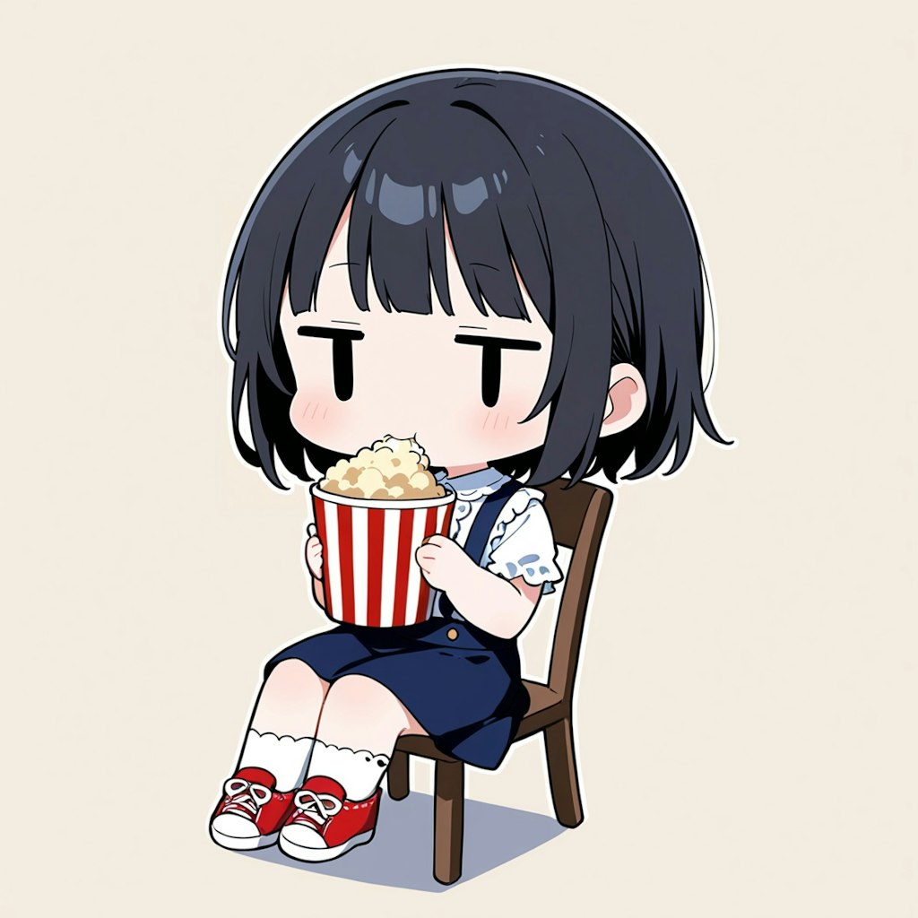 ポップコーンを食べる
