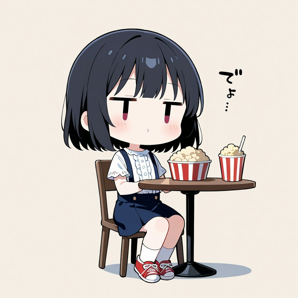 ポップコーンを食べる