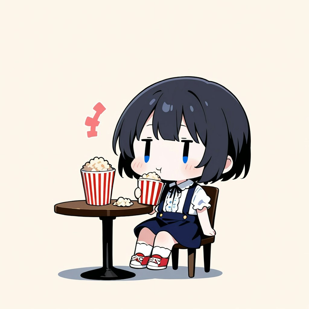 ポップコーンを食べる