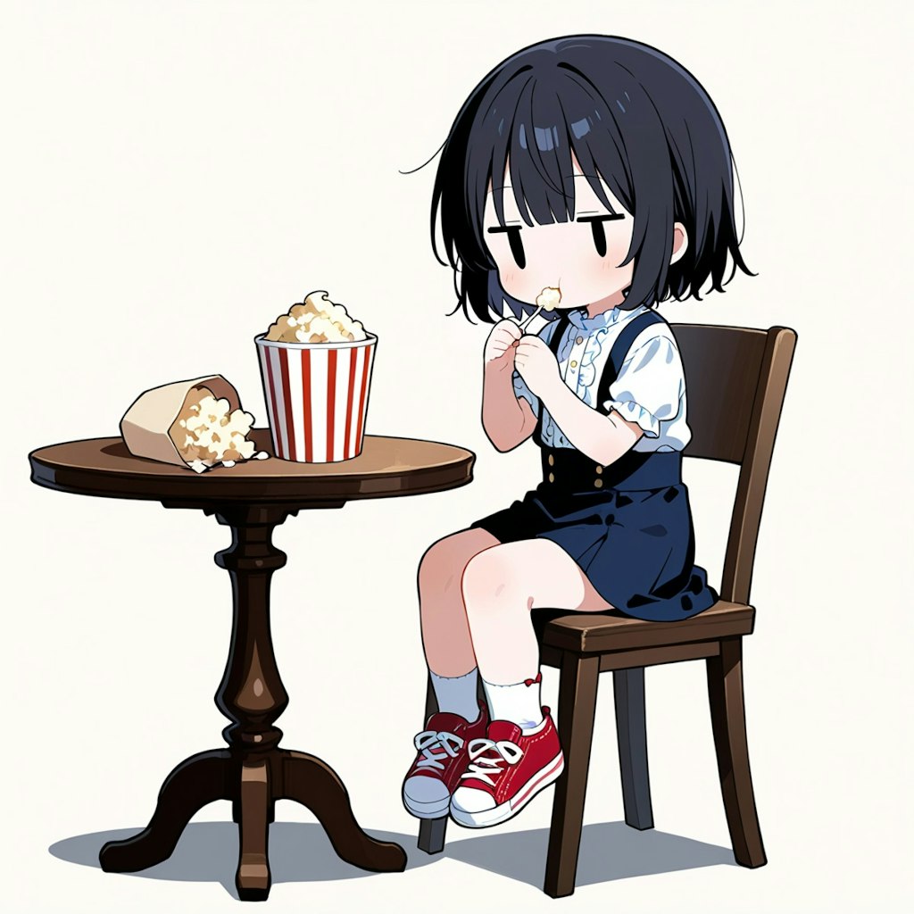 ポップコーンを食べる