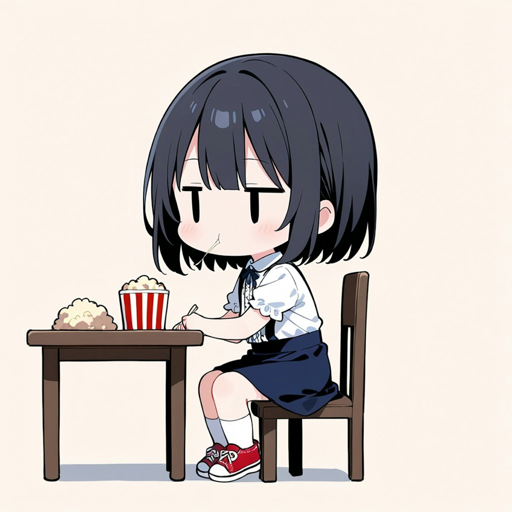 ポップコーンを食べる
