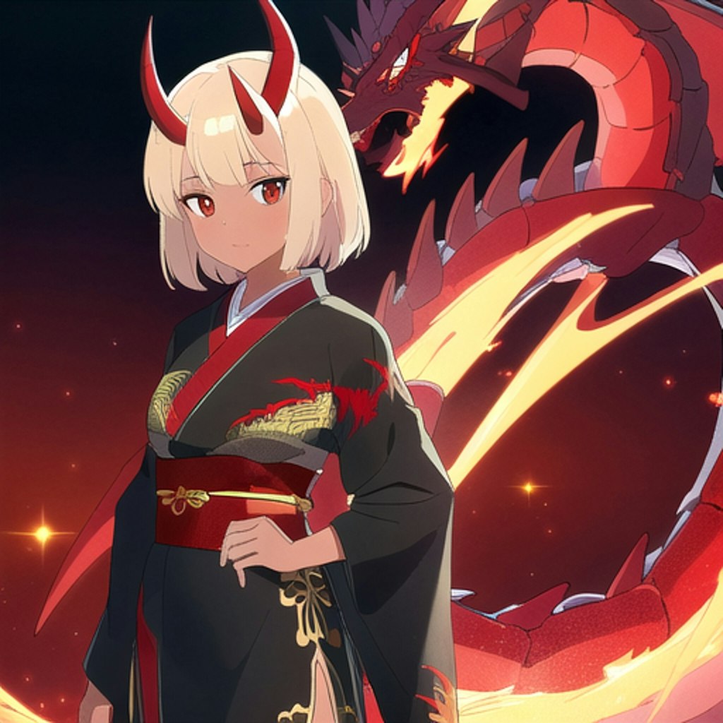 Oni girl & her dragon