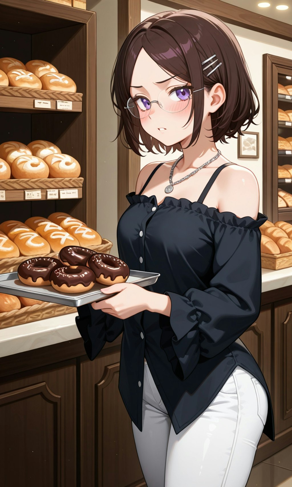眼鏡っ娘と偶然ドーナツ屋さんで鉢合わせ