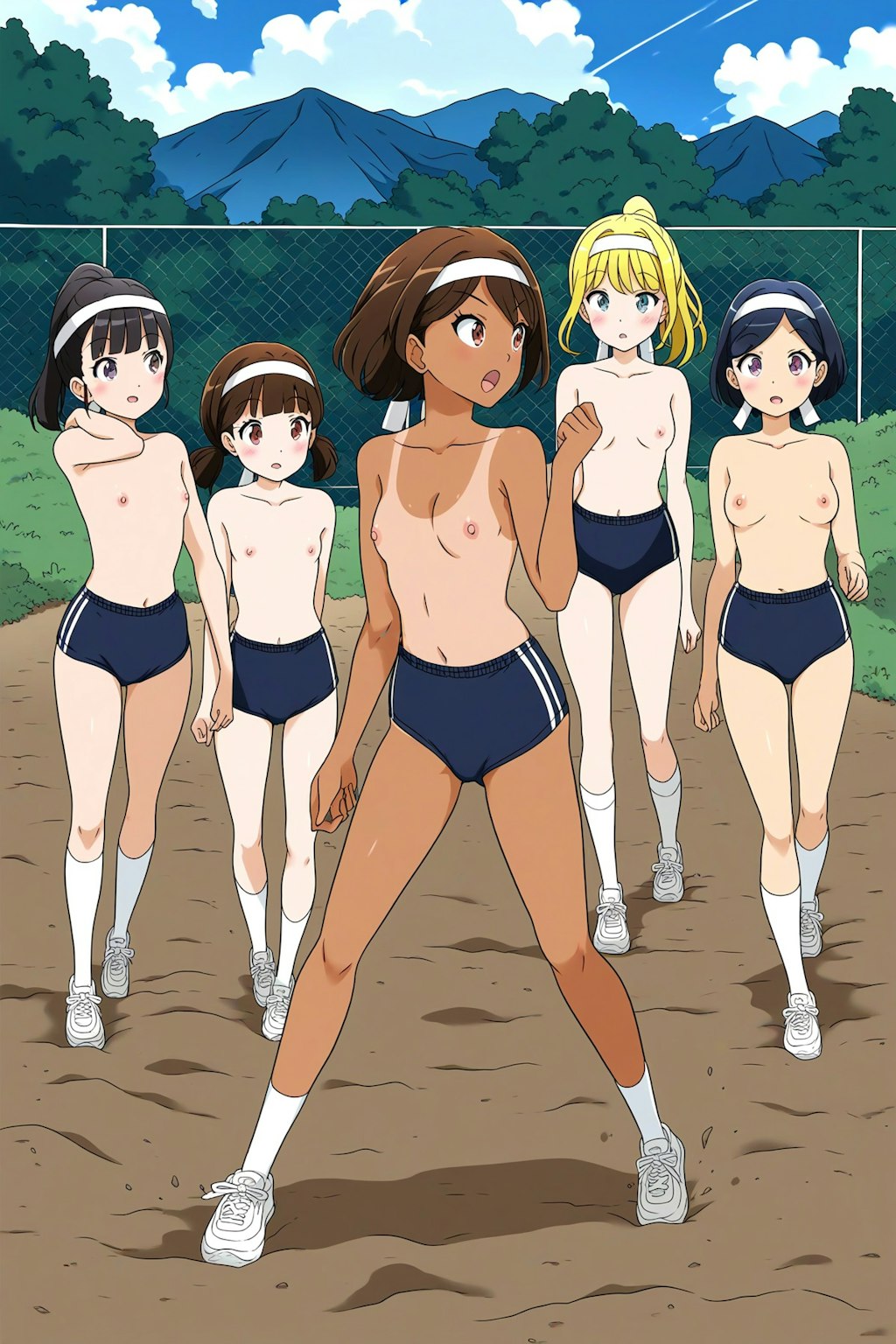 裸ブルマ+ハチマキ