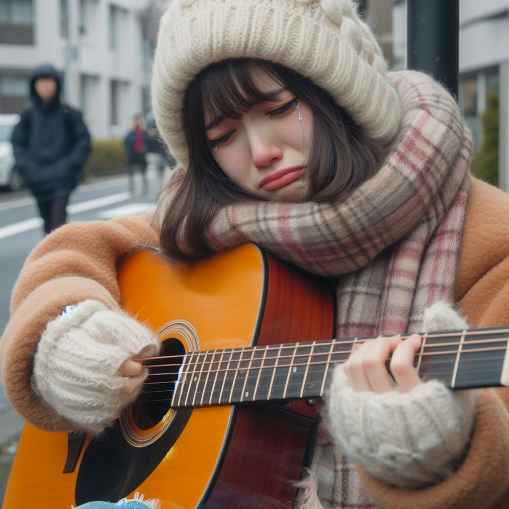 【謎画像】顔に出過ぎる弾き語り女子大生