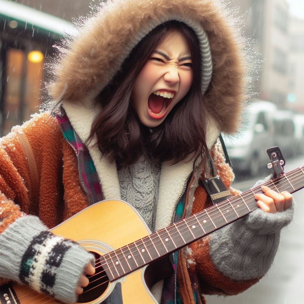 【謎画像】顔に出過ぎる弾き語り女子大生