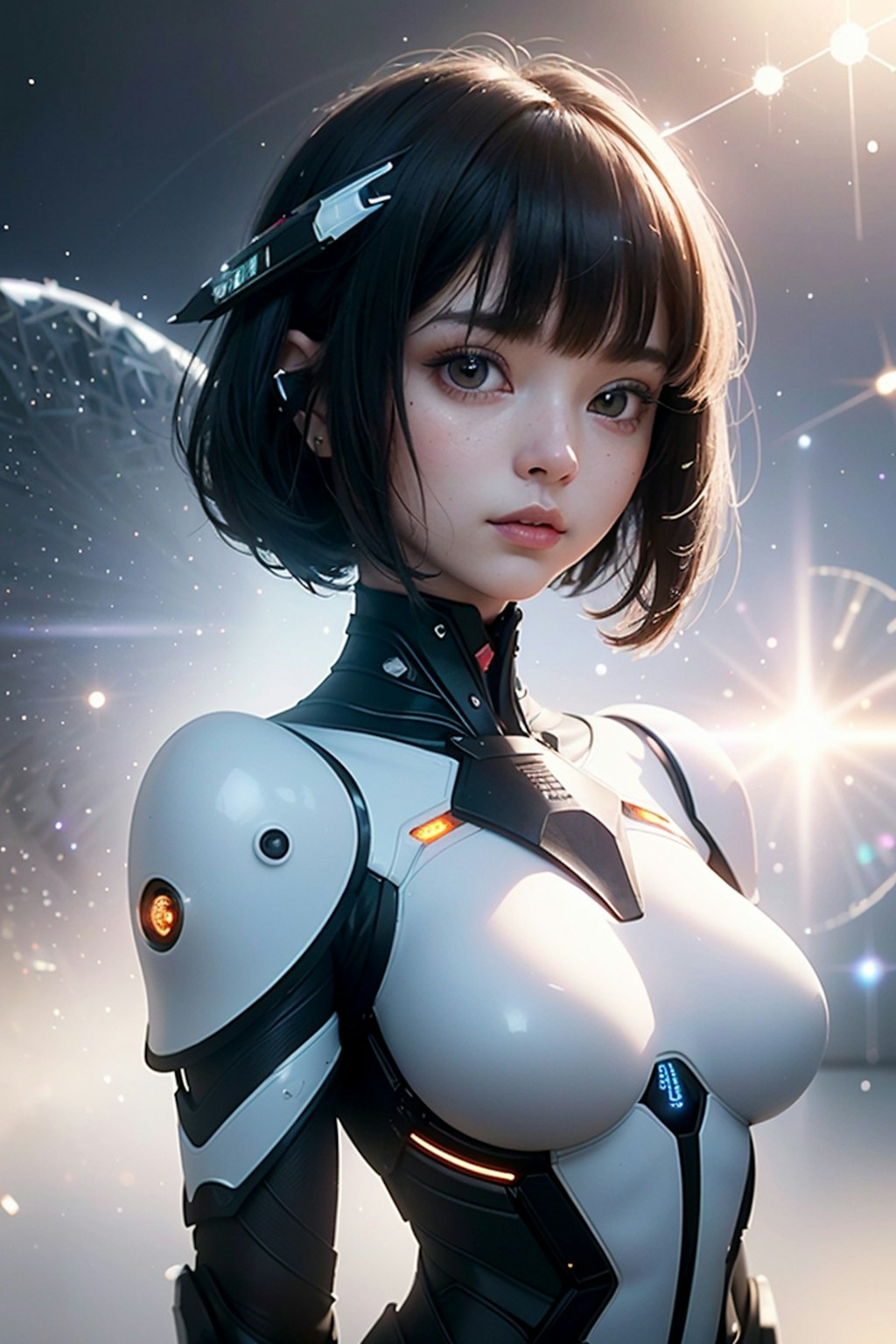 futuristic girl saint warrior