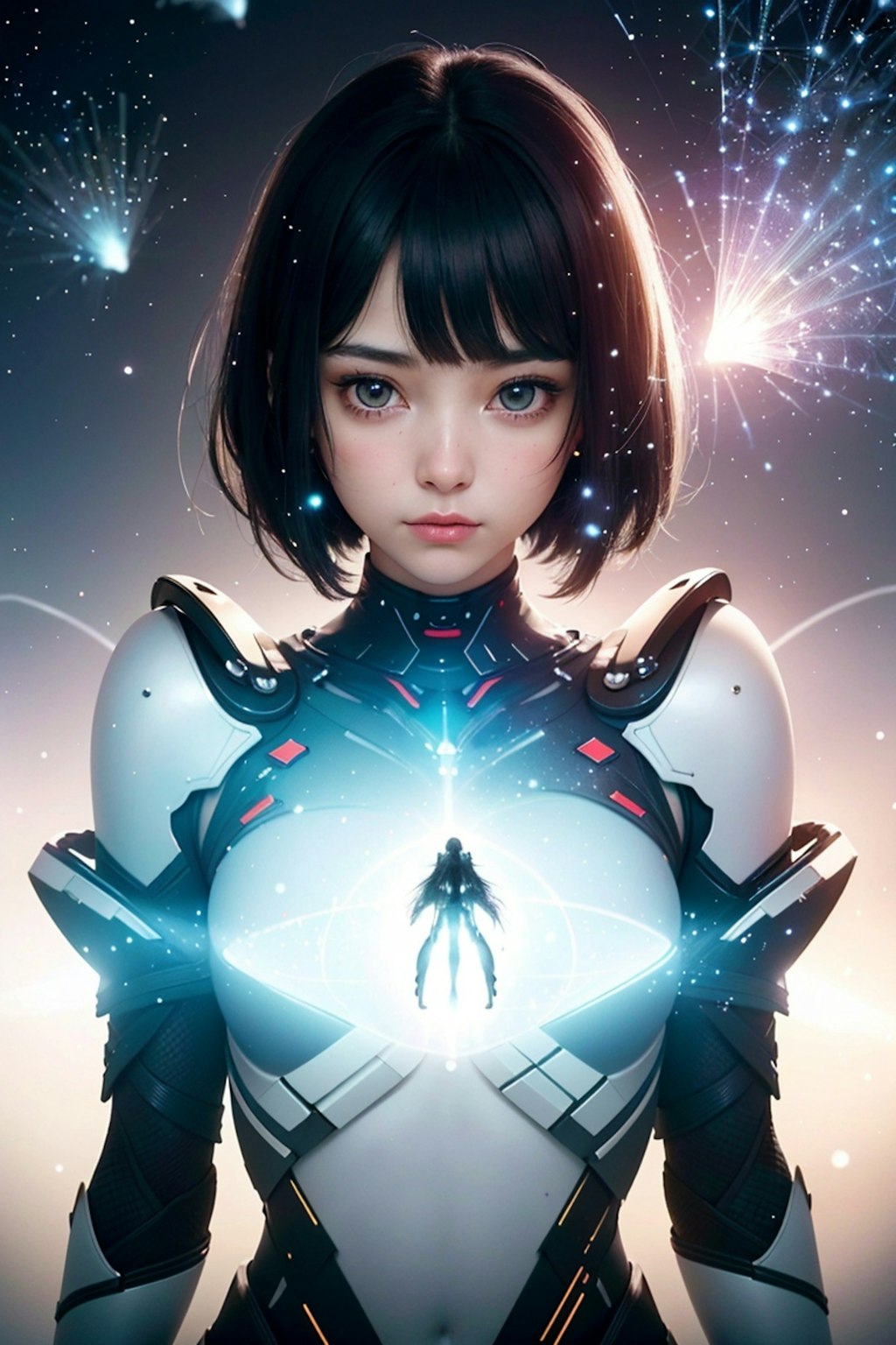 futuristic girl saint warrior