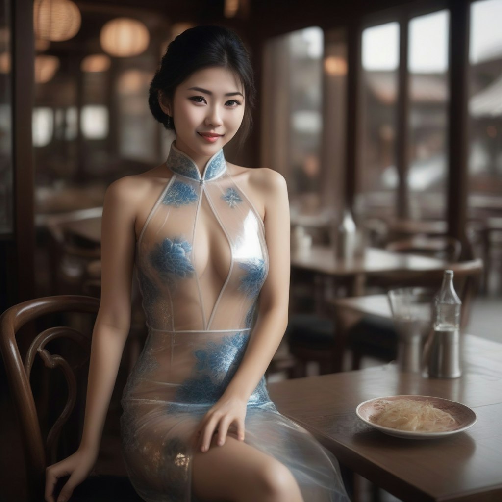 シースルーチャイナで朝食を　Transparency Cheongsam