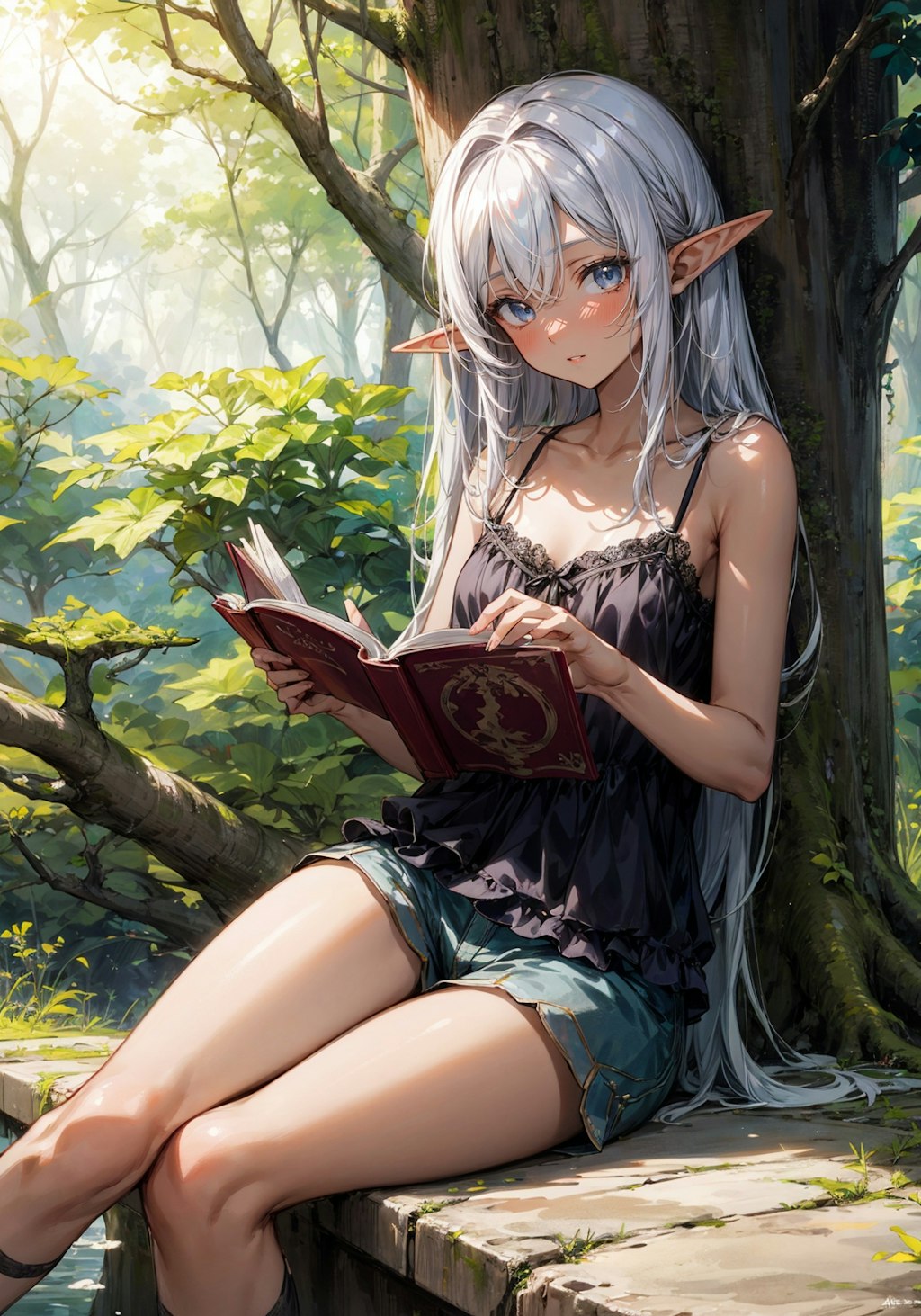 森で読書