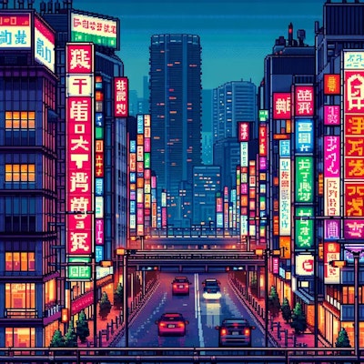 繁華街の夜景