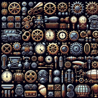 『32pixel square steampunk-icon collection』