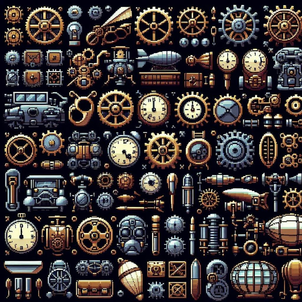 『32pixel square steampunk-icon collection』