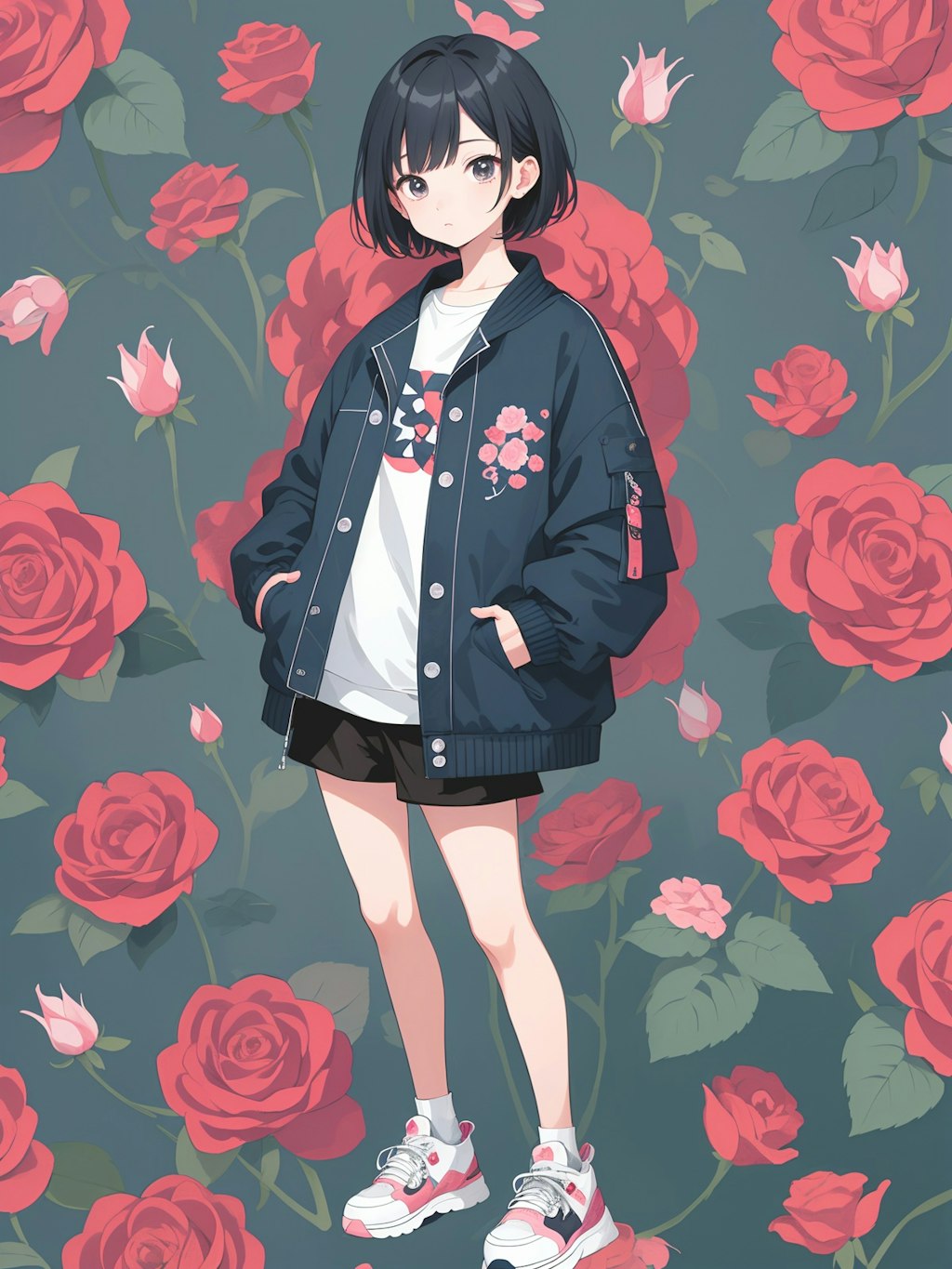 rose sneakers girl