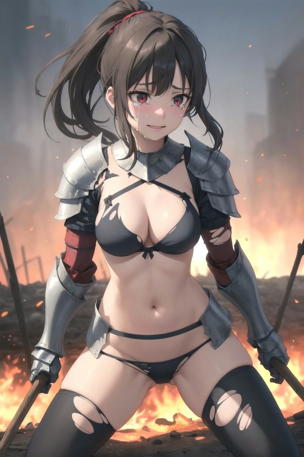 敗北した女戦士