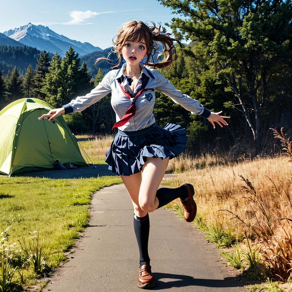 ゆるきゃん「犬山あおい」と一緒に楽しむキャンプの醍醐味！セーラー服姿でアウトドアの魅力に触れる」