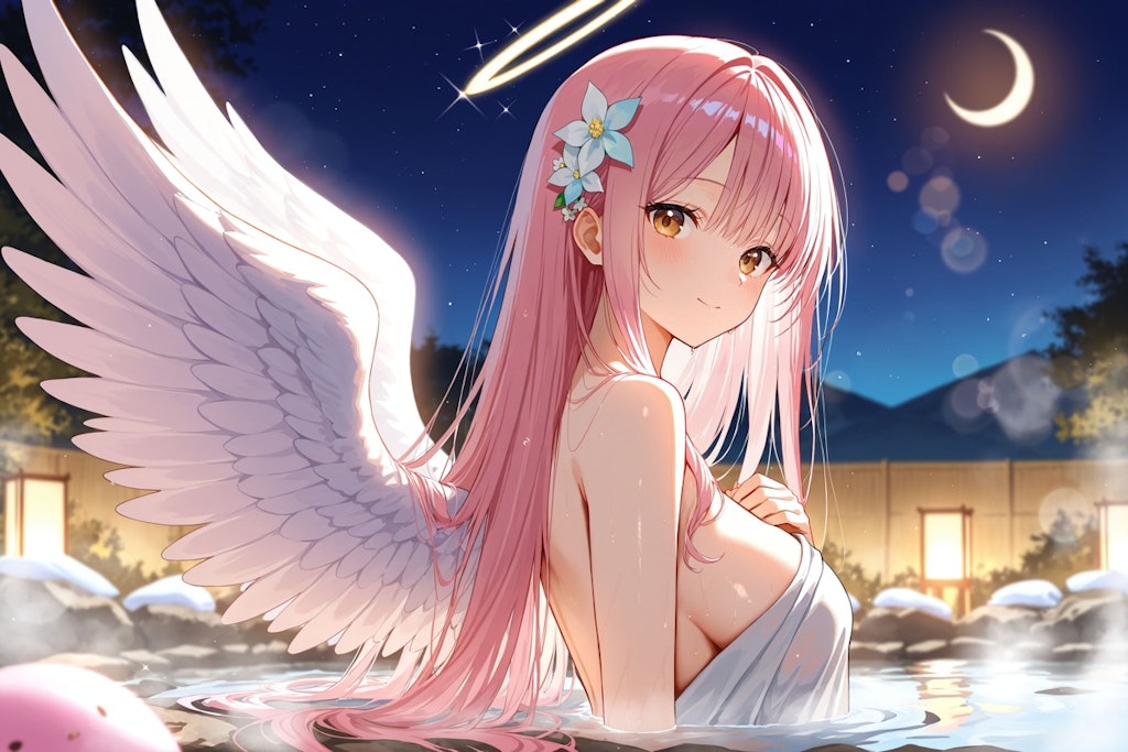 天使さん温泉で休憩中