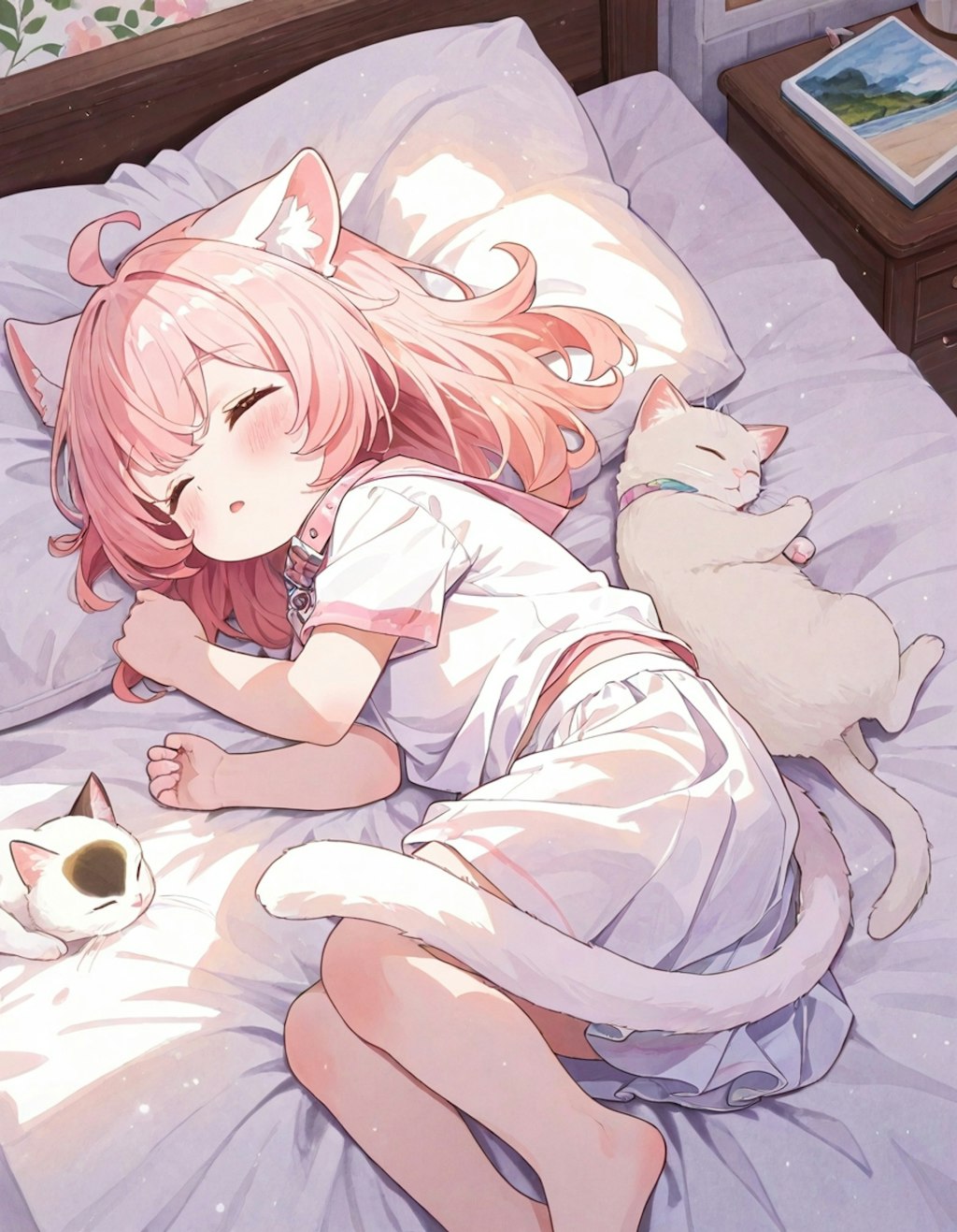 寝るねこの子