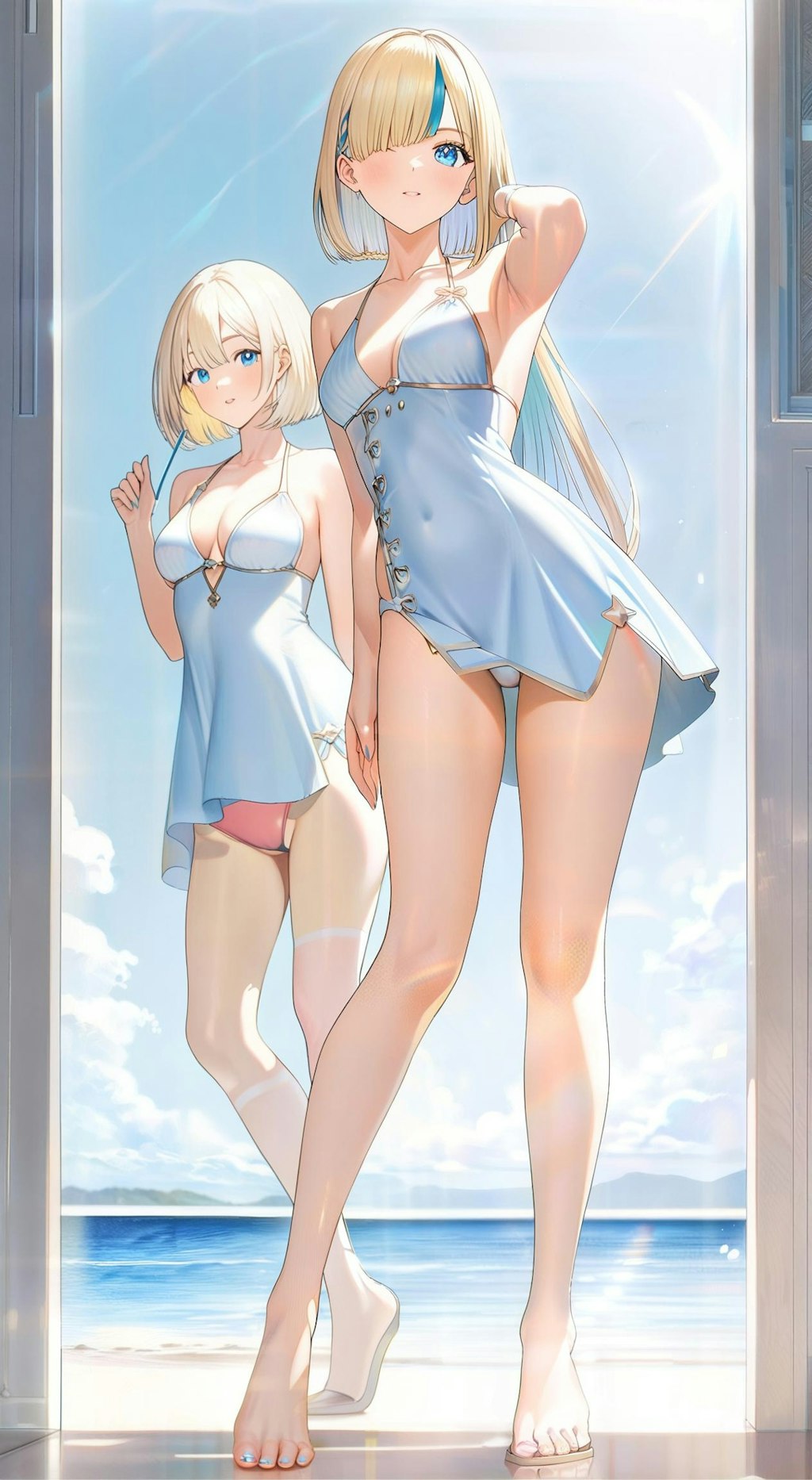 姉妹で夏。